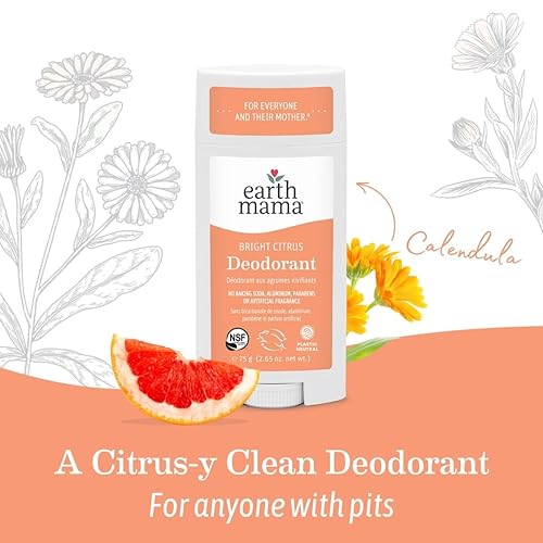 Miniatura 10 de Earth Mama Desodorante Bright Citrus  Seguro para pieles sensibles, embarazo y lactancia, contiene pomelo orgánico y caléndula, sin bicarbonato de