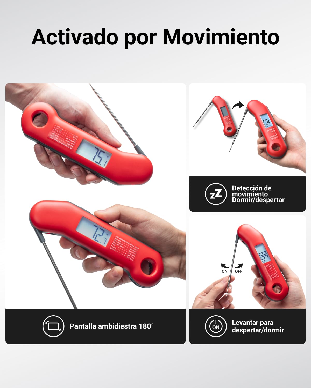 ThermoMaven F1 Turbo Termómetro de Carne Profesional, Lectura Instantánea en 0,5 s, Precisión ±0,3 °C, Certificación NIST y NSF, IP67 Impermeable, Pantalla Giratoria 180°, BBQ, Horno y Asados