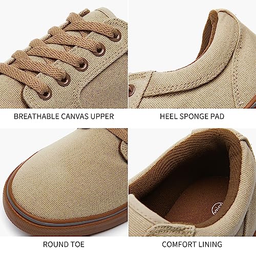 Image of BENPAO Mens White Casual Shoes All Black Fashion Sneakers for Men Low Top Lace Up Canvas Shoes