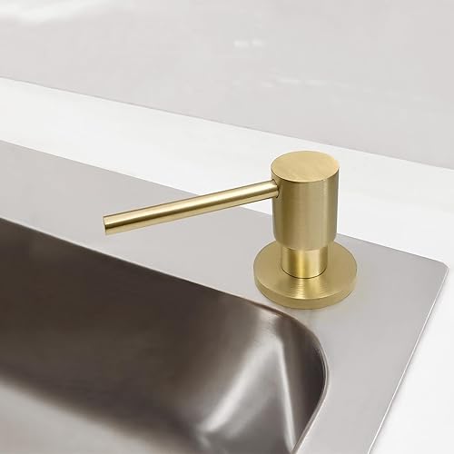 Miniatura 2 de Dispensador de jabón o dispensador de loción para fregadero de cocina de latón montado en la cubierta con botella recargable de 17 onzas sobre el