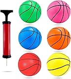 Shindel 4.7 inches Mini Toy Basketball, 6PCS Basketball for Toddlers, Colorful Kids Mini Toy Basketball Rubber Baketball for Kids, Teenager Basketballs, with Pump