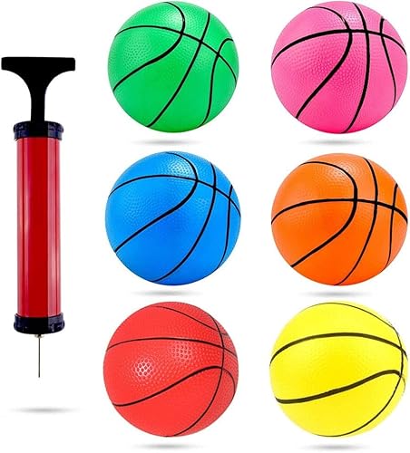 Shindel 6Pcs Mini Basketball, 4.7 inches Small Basketball with Pump for Kids and Adults, Party Favors