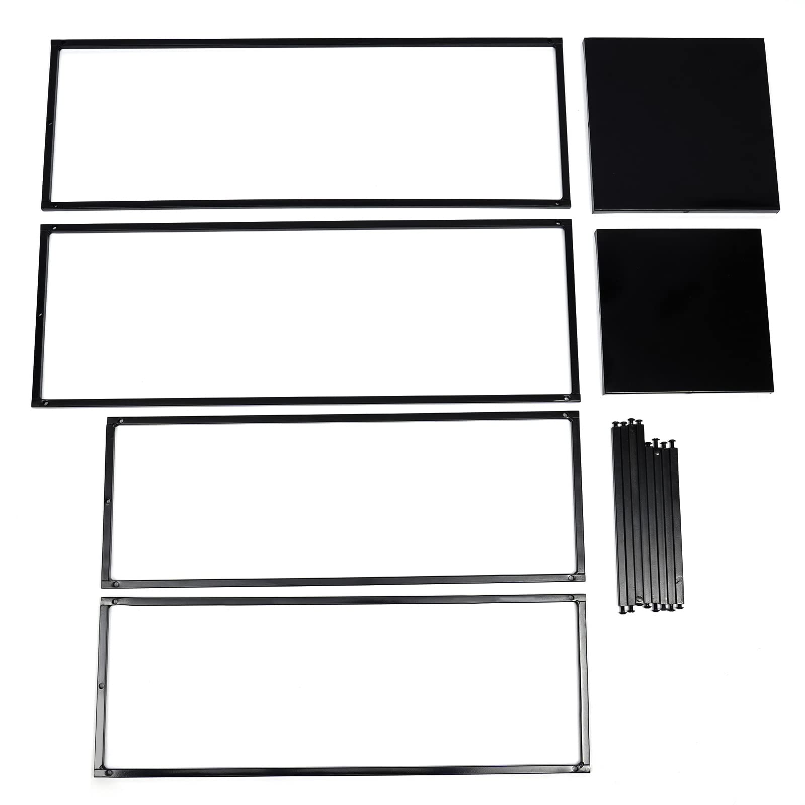 Set di 2 supporti per piante, in metallo, colore nero, quadrati, 60/70 cm