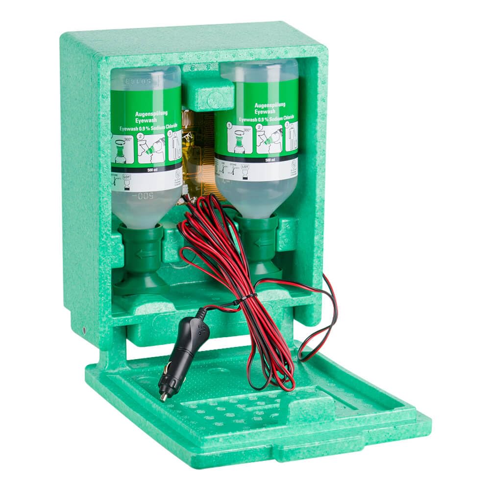 PLUM beheizbare Wandbox mit 2 x 500 ml Plum Augenspülung aus Kunststoff, Art.-Nr. 4649 | Augenspülung | Augenspülstation | Augenduschstation