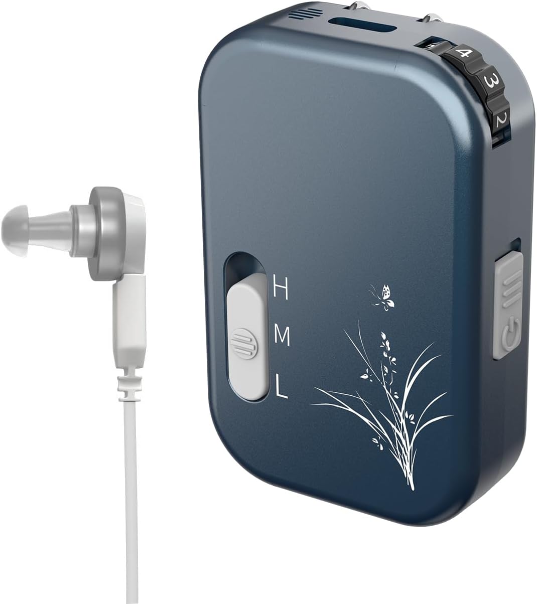 F81P Rechargeable Pocket Hearing Aid for Severe & Profound Hearing Loss, Pocket Ear Machine Wired for Single Ear (Blue)