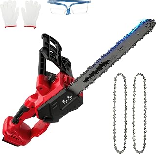 Milwaukee Cordless Chainsaw Compatible with Milwaukee 18V (No Battery),Brushless Pruning Saw with 2 Replacement Chains,Mini Chainsaw with Glasses and Gloves for Wood Cutting