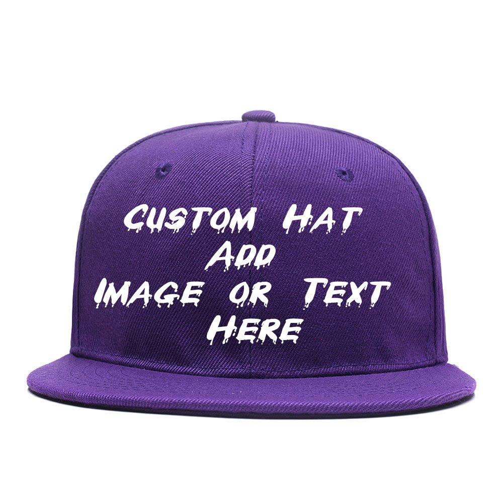 Unisex Kids Purple Custom Snapback Cap With Your Image Or Text, Personalized Flat-Brimmed Hat, Popular Adjustable Plain Peak Baseball Cap For Friend Birthday Present