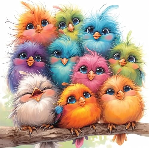 RYMILIE Kits de pintura de diamantes de pájaros para adultos, pintura de puntos de diamante de perforación completa para principiantes, pintura