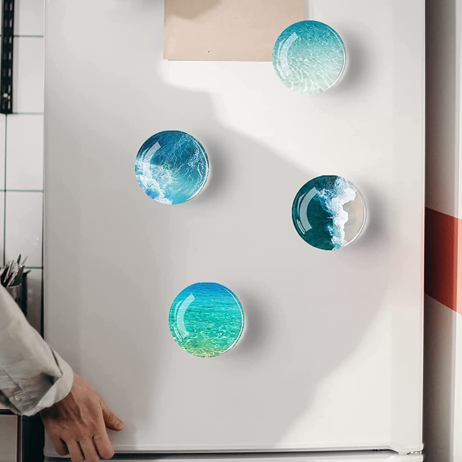 Lot De 12 Aimants Magnétiques En Verre Pour Réfrigérateur Pour Tableau Blanc (motif Porcelaine