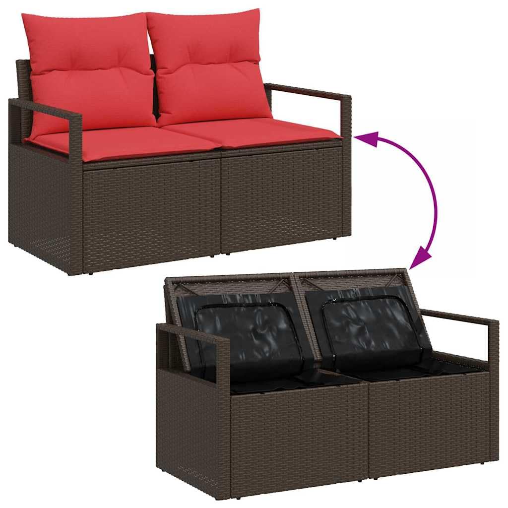 vidaXL Set Divano da Giardino con Cuscino 10 PCS Marrone Poly Rattan, Set di divani modulari Leggeri per Esterni, arredo Moderno per Giardino e terrazza, Stile e Comfort
