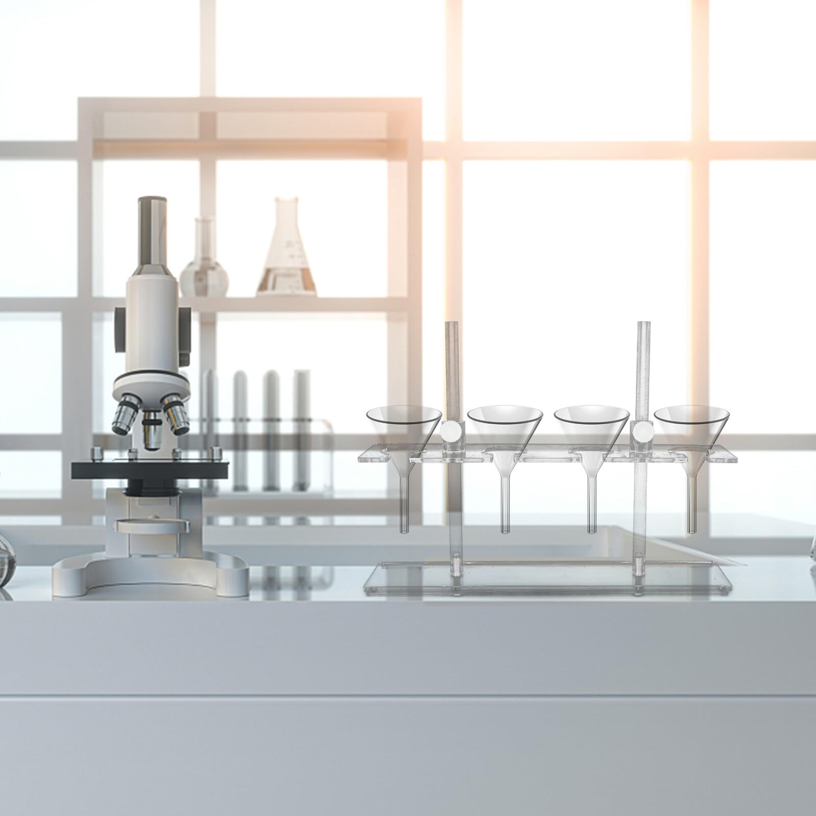 Labor Trichterständer Acryl Flüssigkeitstrichter Halterung Verstellbar Robust für Laborbedarf und Schullaborgeräte
