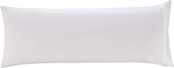Elegant Comfort Luxury Ultra-Soft 1-Piece Body Pillowcase - 1500 Premium Hotel Quality Microfiber Double Brushed - Wrinkle Resistant, Body Pillowcase Size, White