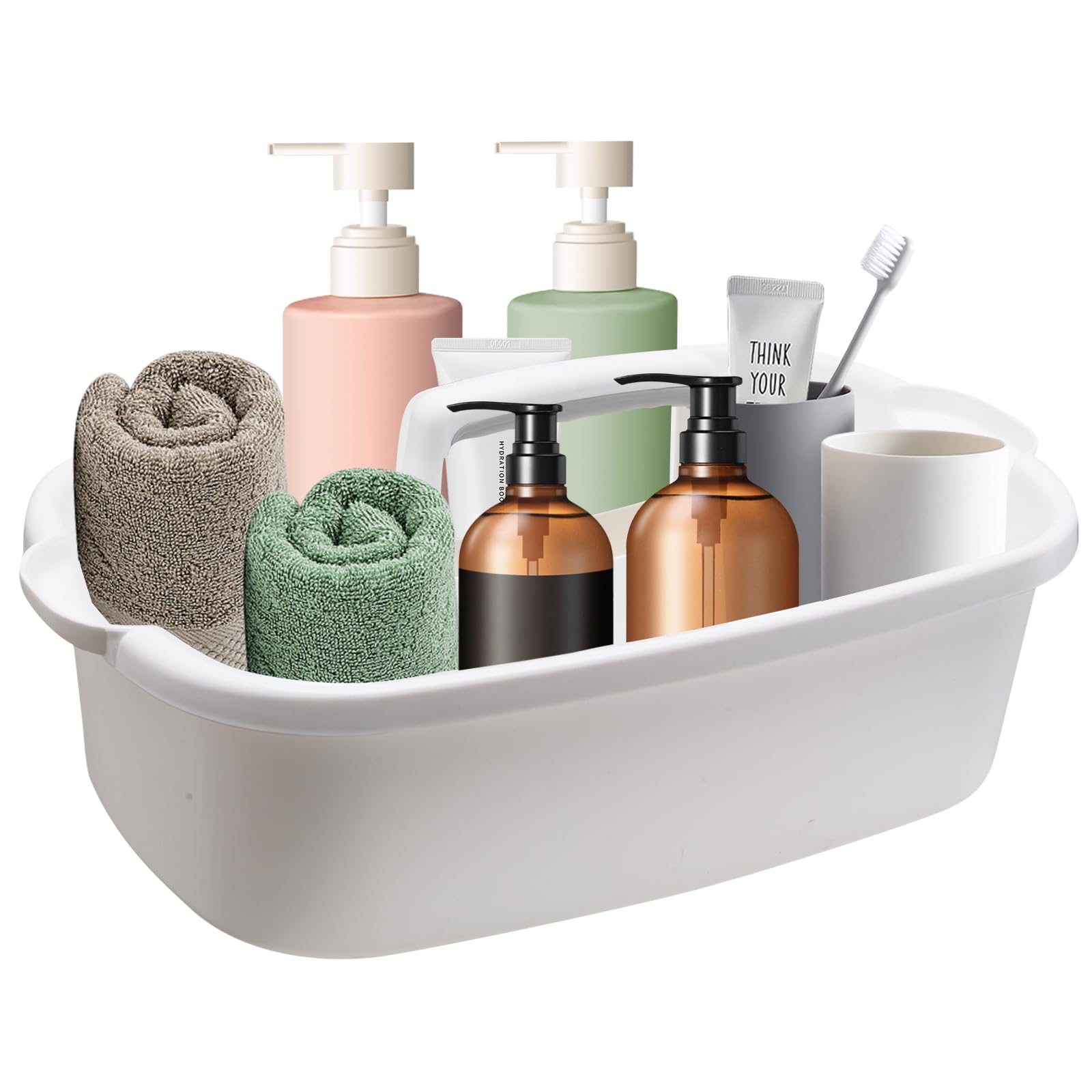 ZEDACY Large Plastic Shower Caddy Tote Portable Storage Caddy Basket Organizer with Handle for Bathroom Dorm Kitchen Garden