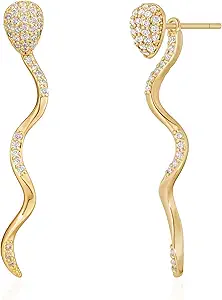 FETTERO Gold Stud Earrings for Women, 14K Gold Plated Hypoallergenic Earrings, Dainty Animal Snake Earring | Cartilage Piercing Jewelry | Gold Earrings for Women