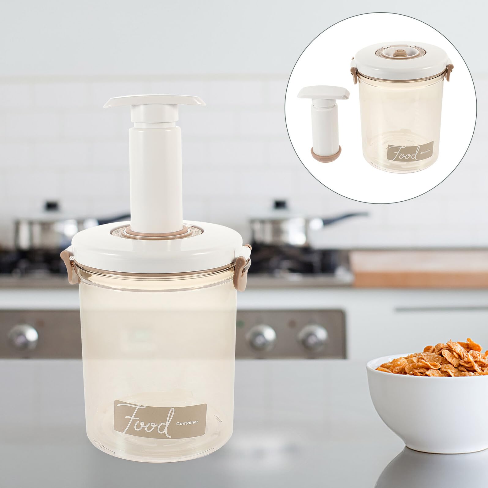 Boîte de Conservation sous Vide Alimentaire 1,45 L en Plastique Alimentaire avec Pompe Manuelle, Hermétique et Étanche, pour Stockage de Céréales et Aliments Secs Cuisine