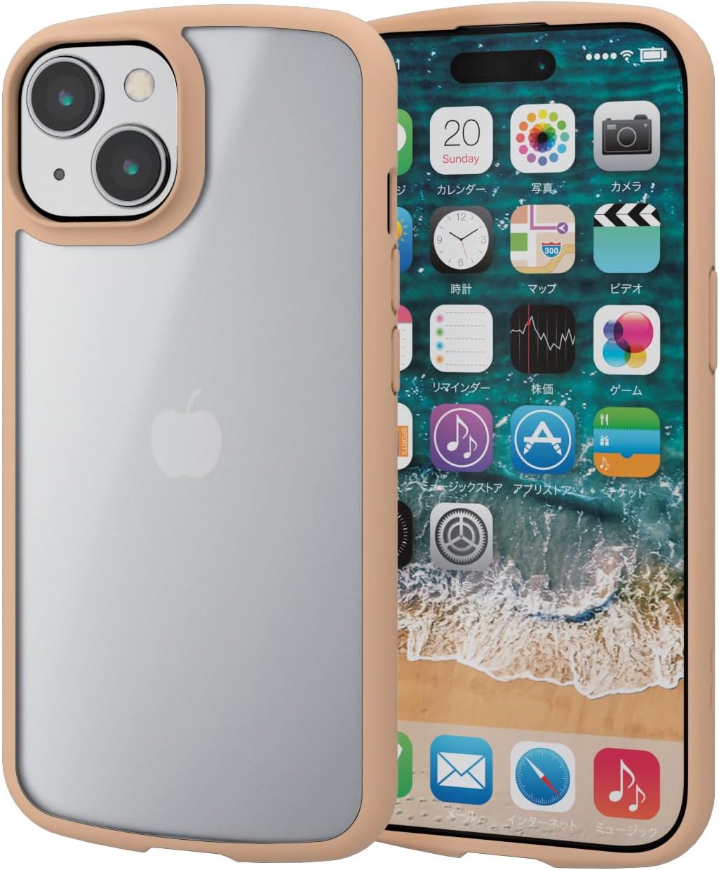 Elecom PM-A23ATSLFCSBE iPhone 15 Case, Tough Slim LITE Translucent, Shockproof, Shock-Absorbing, Thin, Lightweight, Anti-Fingerprint, Strap Seat, Strap Hole Included, Cafe A23ATSLFCSBE