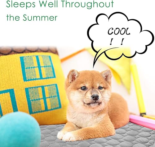 Miniatura 6 de Tapete de refrigeración para perros y gatos, tapete de seda de hielo, manta o cojín de refrigeración para jaula, sofá, cama, piso o asiento del auto