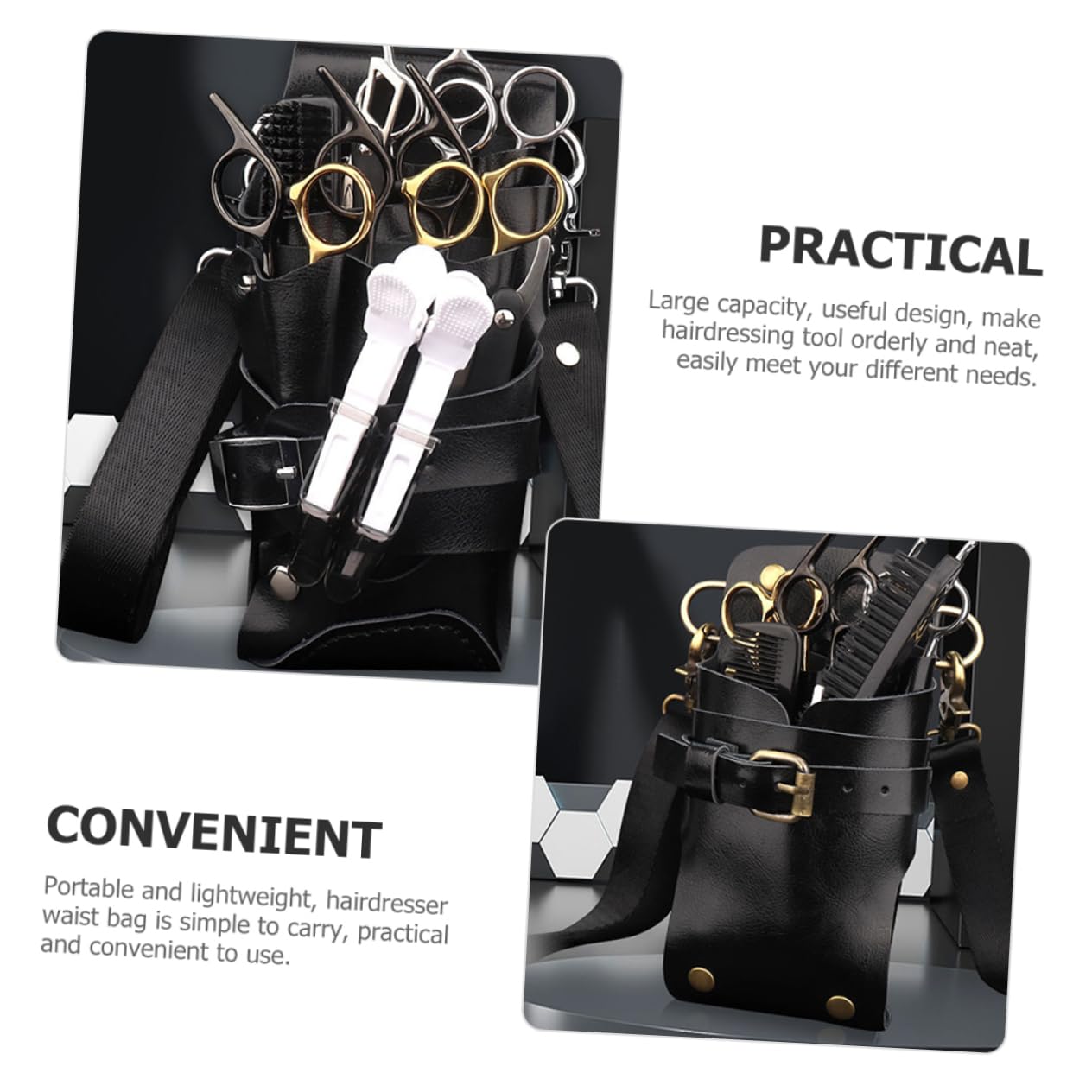 Paquet Banane de Coiffeur Paquet à Ciseaux Professionnel Pochette Rangement Outils Coiffure Portable Grosse Capacité pour Salon de Coiffure
