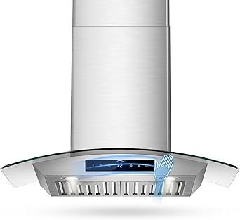 36 Inch Wall Mount Range Hood 1200CFM, 4-Speed Wall Mount Range Hood with Touch Control & Gesture Sensing Stainless Steel Kitchen Stove Vent Hoods with 2 LED Lights Pro Series
