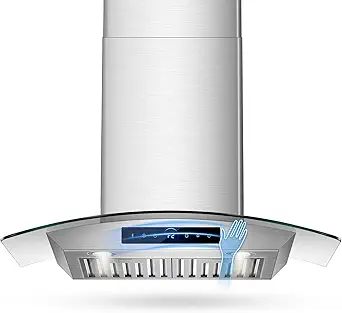 36 Inch Wall Mount Range Hood 1200CFM, 4-Speed Wall Mount Range Hood with Touch Control & Gesture Sensing Stainless Steel Kitchen Stove Vent Hoods with 2 LED Lights Pro Series