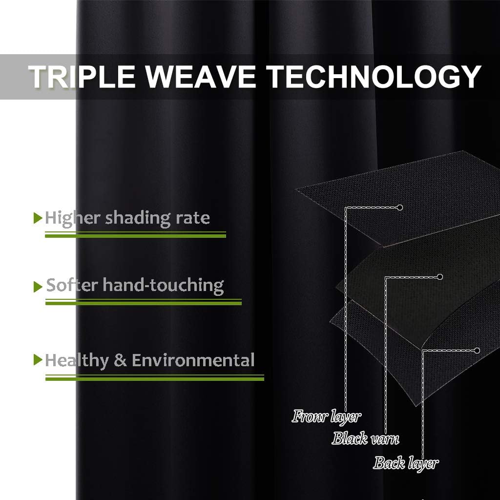 NICETOWN Black Out Curtain for Living Room - Easy Care Solid Thermal Insulated Grommet Blackout Panel/Drape for Bedroom Window (1 Panel, 70 inches Wide by 63 inches Long)