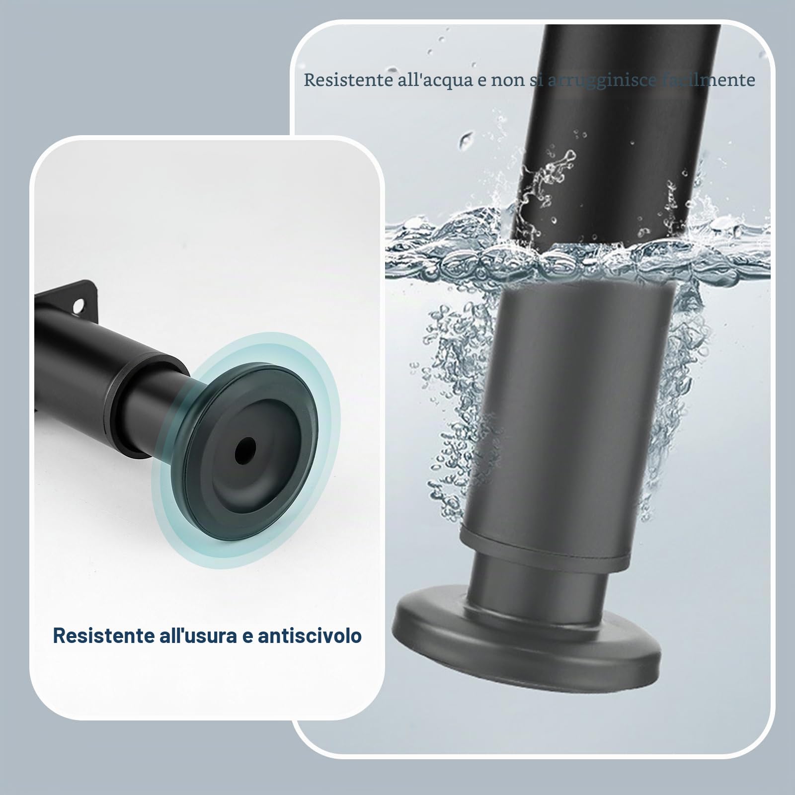 Piedi Per Rete A Doghe, Gambe Regolabili In Metallo Gambe Letto Di Supporto Per Mobili, Per Letto Centrale, Adatte Per Armadietti, Divani Letto, Retrattili 18-33 Cm (Nero 4 Pezzi)