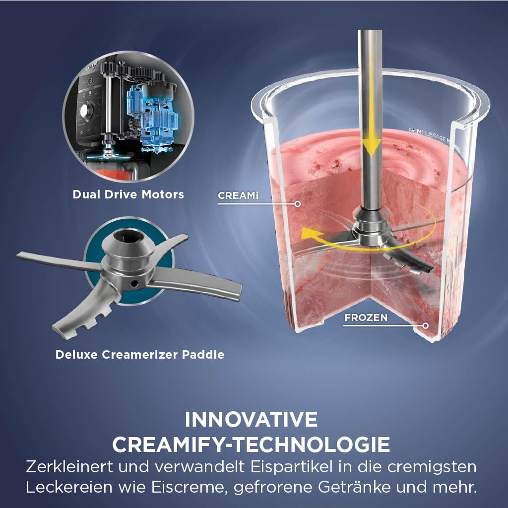 Ninja CREAMi Deluxe Eismaschine NC502EUSTGD 10 Funktionen 2 Behälter Dessert & Ice Cream Maker Stone Gold