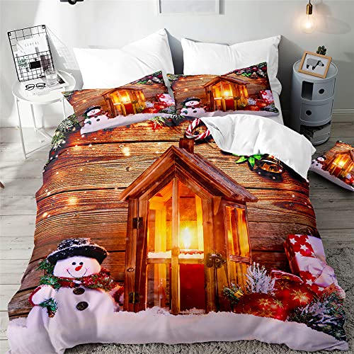 Surwin Weihnachtsbettwäsche-Set 3 Teilig, Microfaser Bettwäsche Set...