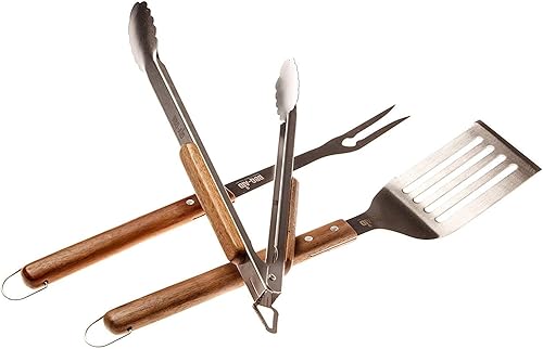 Miniatura 2 de BBQ-AID Master Grill Set – Paquete de 9 piezas – Con cepillo para parrilla, prensa de hamburguesas, brochetas, cabezales de repuesto, espátula,