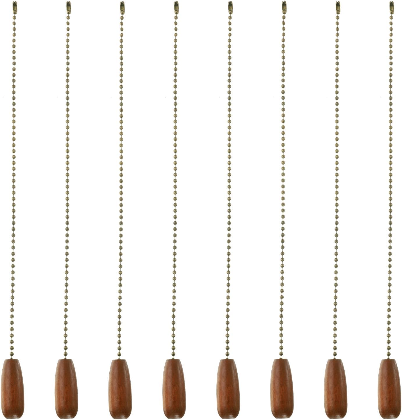 PATIKIL 12 Inch Ceiling Fan Pull Chains, Beaded Ball Chains Extension Pulls Cord with Decorative Wooden Pendant Ornament for Ceiling Light Lamp Fans, Brown