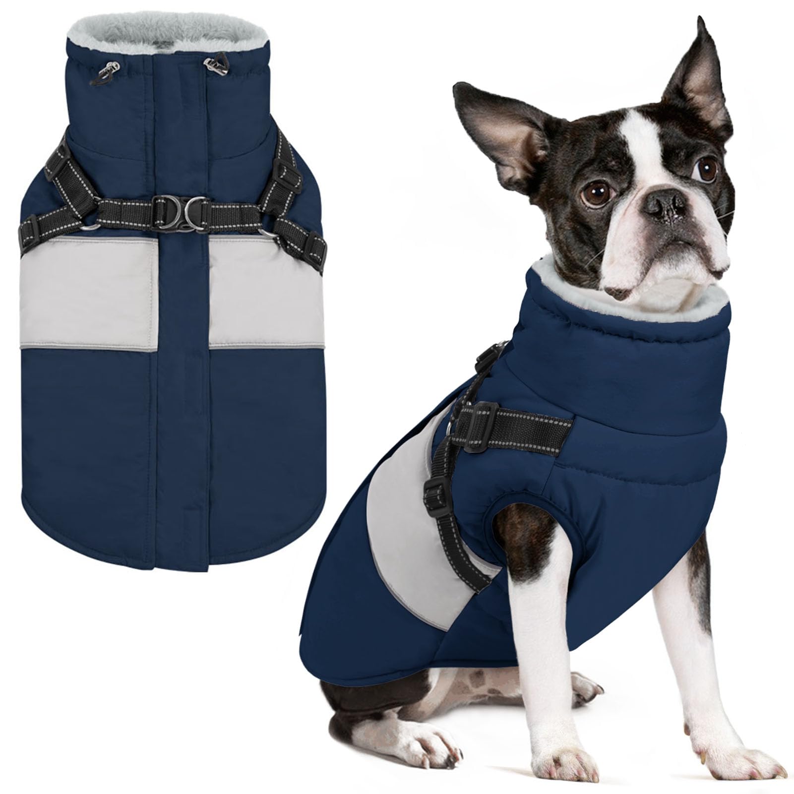 Small Dog Coat with Harness Built in Warm Dog Winter Jacket