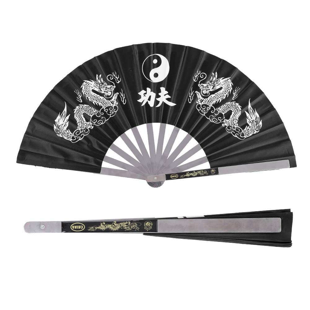 Ventaglio per Arti Marziali Tessen Ventaglio Arma Acciaio Inossidabile Nylon Acciaio Inossidabile Tai Chi Arti Marziali Kung Fu Dan Practi Training Performan Ventaglio Blu (Nero)