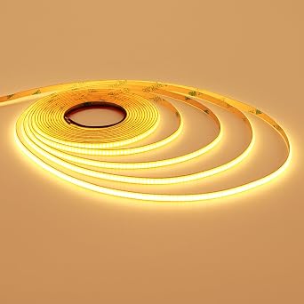 TOPAI 12V 5mm Dotless COB LED Strip 16.4ft 2700K Warm White Cabinet Light | Ultra Thin Tape Lights, CRI>90 400 LEDs/M, No Dark Spots, Flexible Cuttable, Self Adhesive Easy Install