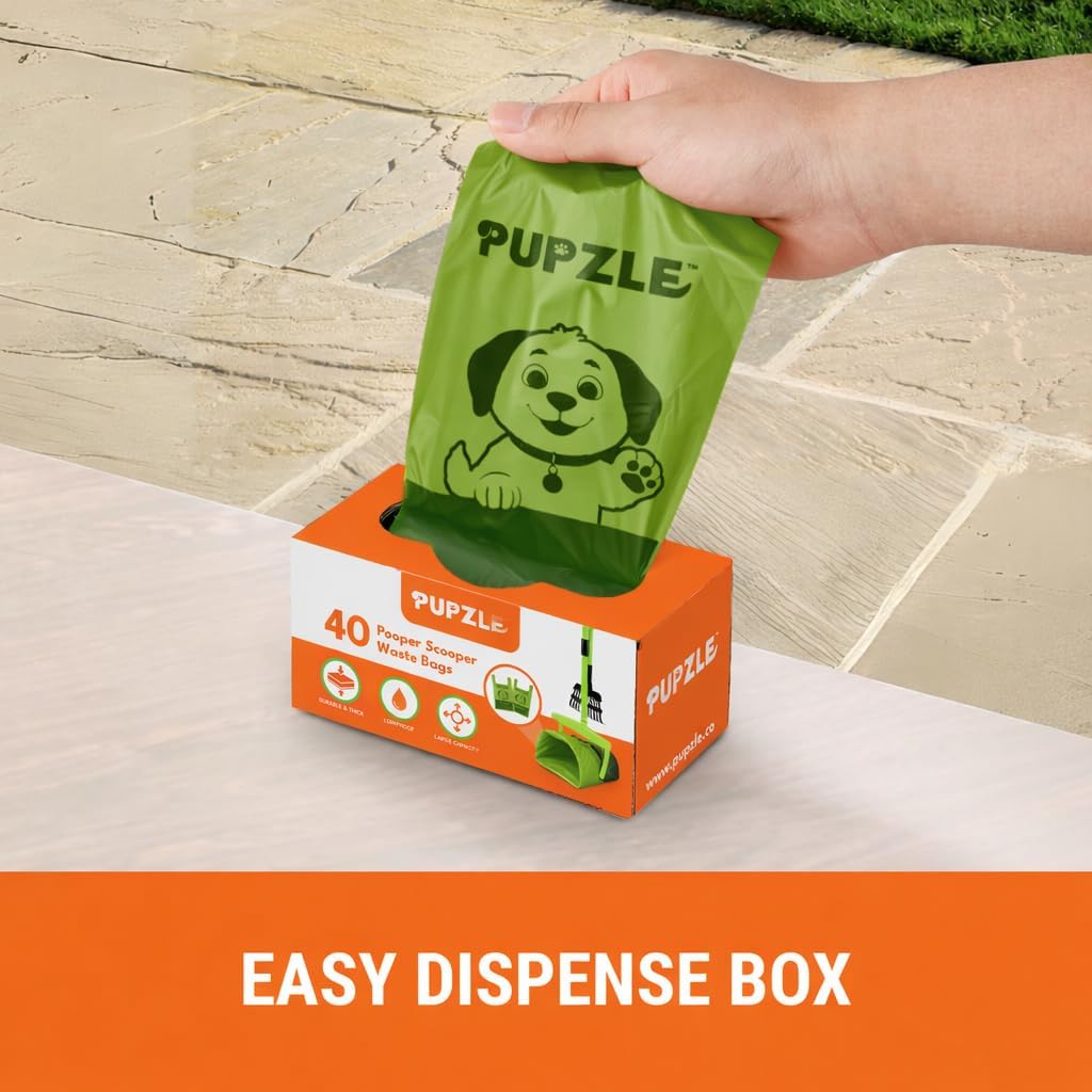 Pupzle Bags for Arm & Hammer, FUSBUNTY, MXF, and TIMINGILA Pooper Scoopers, 40 Pooper Scooper Bags Refill for Swivel Bin, Black (Green)