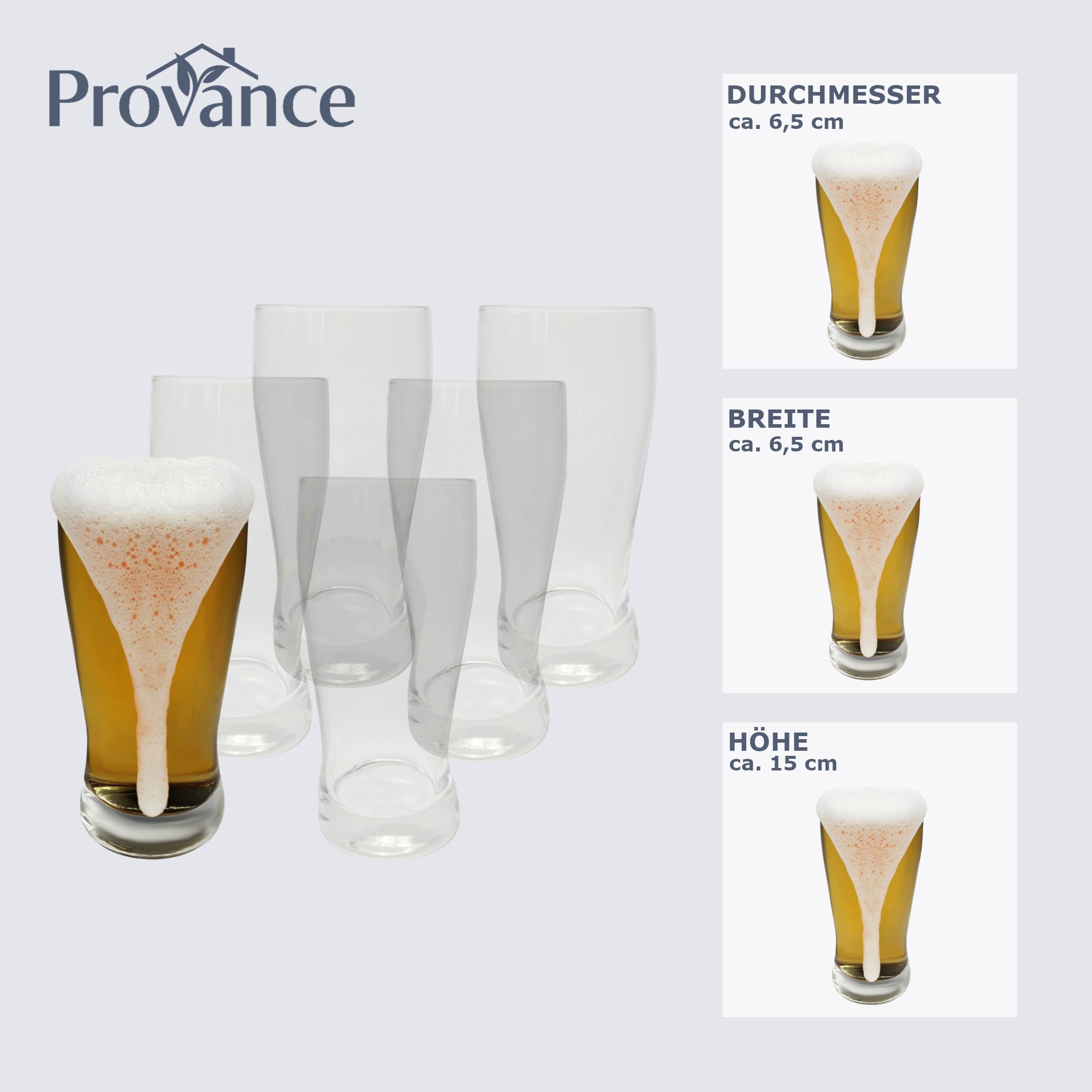 Provance Set di 12 bicchieri da birra da 0,3 l, 300 ml, Pils