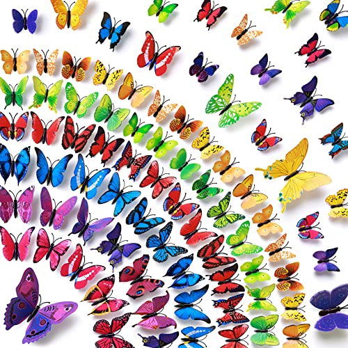 Vinilos decorativos mariposas 3D coloridas 72 piezas