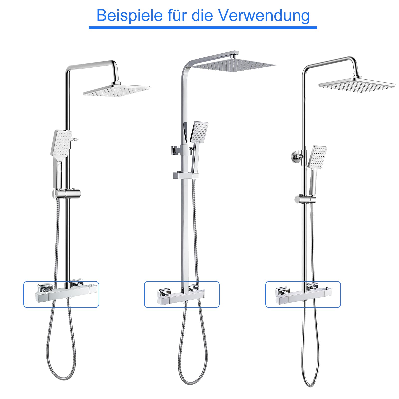Thermostatic Shower Mixer with 38°C Safety Lock,KEOKBON 2 Function Exposed Thermostatic Bath Valve Bar Wall Mounted Top Outlet 3 Size(3/4" - Image 3