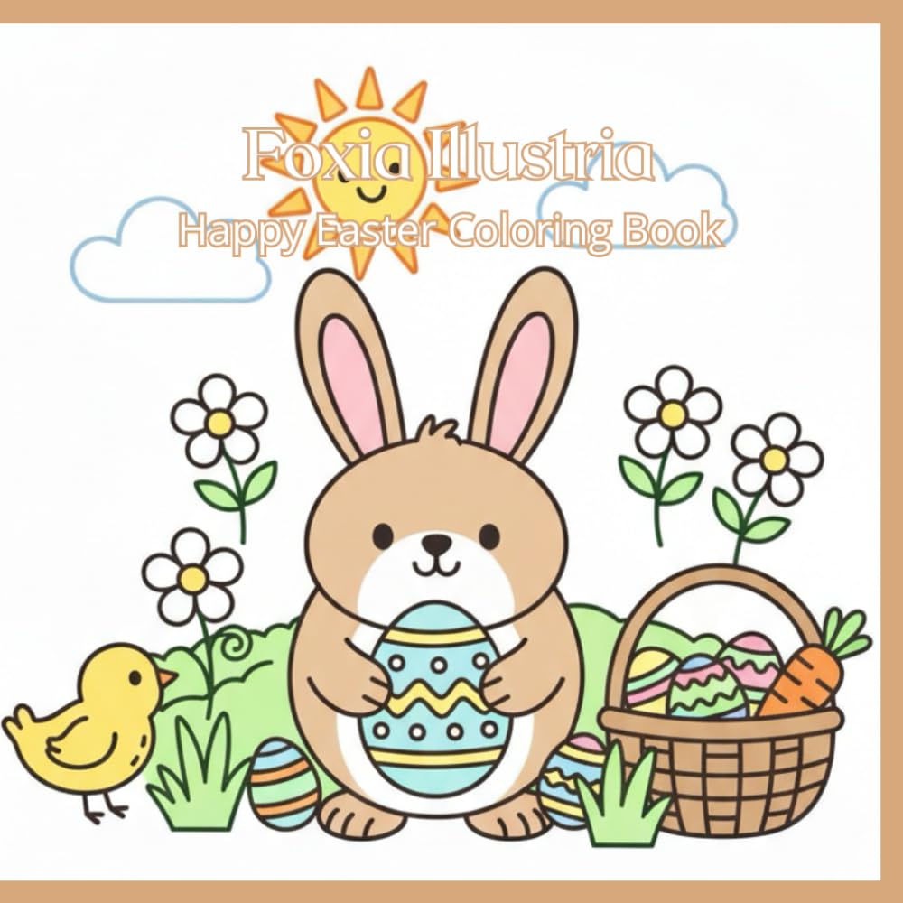 Happy Easter Coloring Book for Kids, Big & Simple Easter Designs with Bunnies, Chicks, and Eggs Easy Toddler Coloring Pages for Ages 1-4