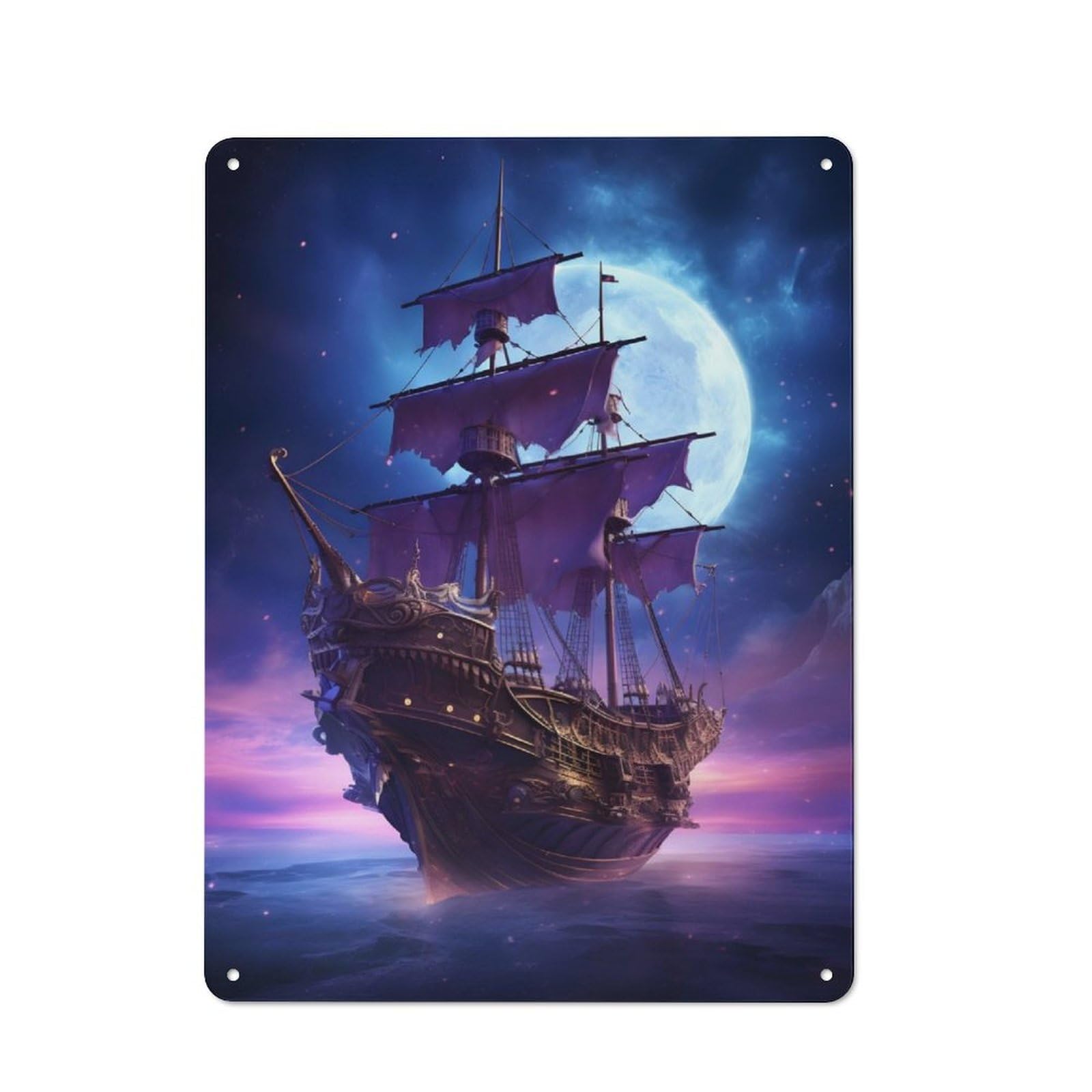 Junmoney Fantasy Pirate Ship 40X30cm Retro Metal Sign With For Café Or Restaurant, For Collectors Decorating Cafés And Restaurants