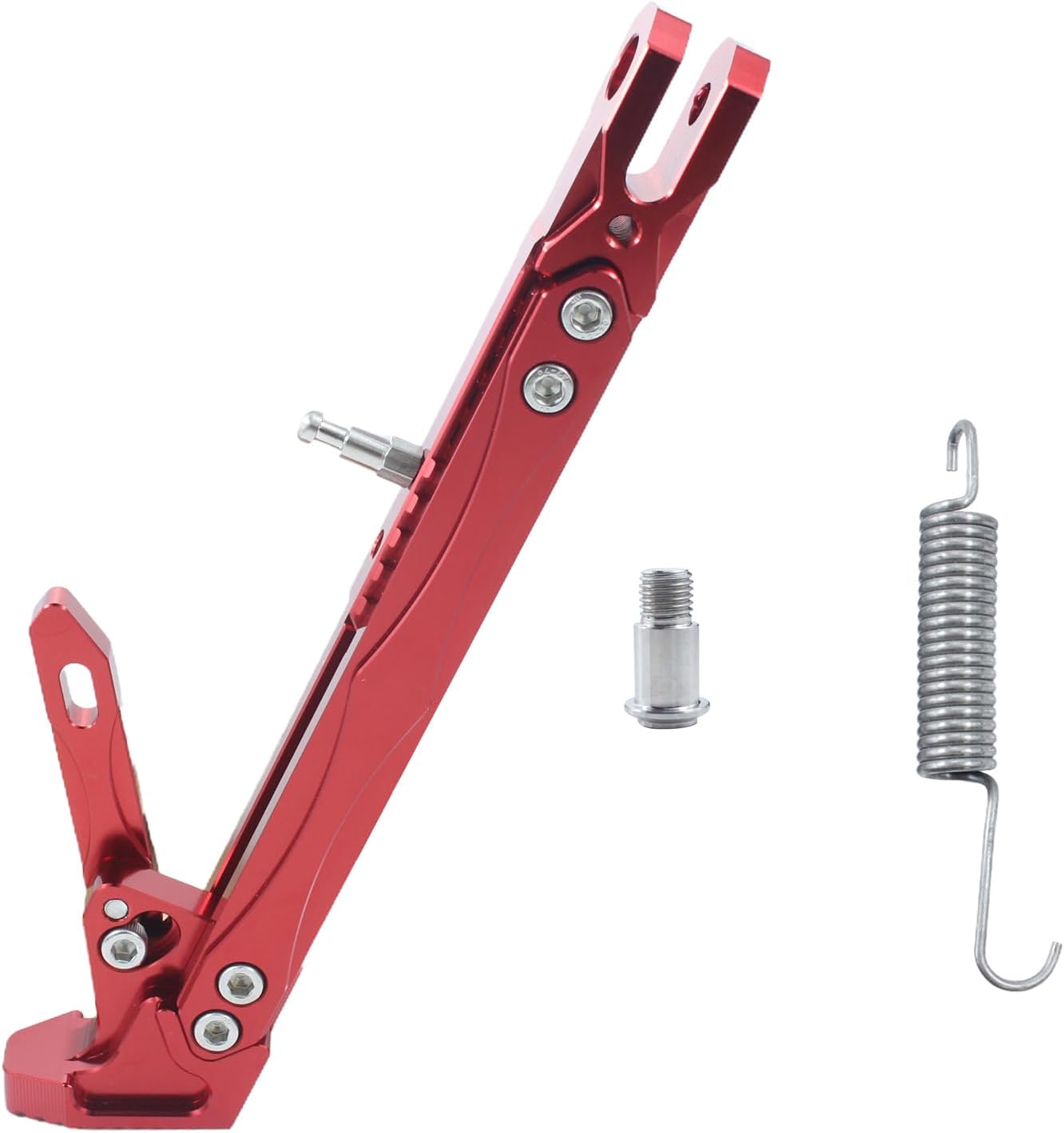 Motorcycle CNC Aluminum Kickstand Adjustable Foot Support For Scooter Electric Motor Motorbike Motocross Dit Pit Bike 260mm-300mm （red）