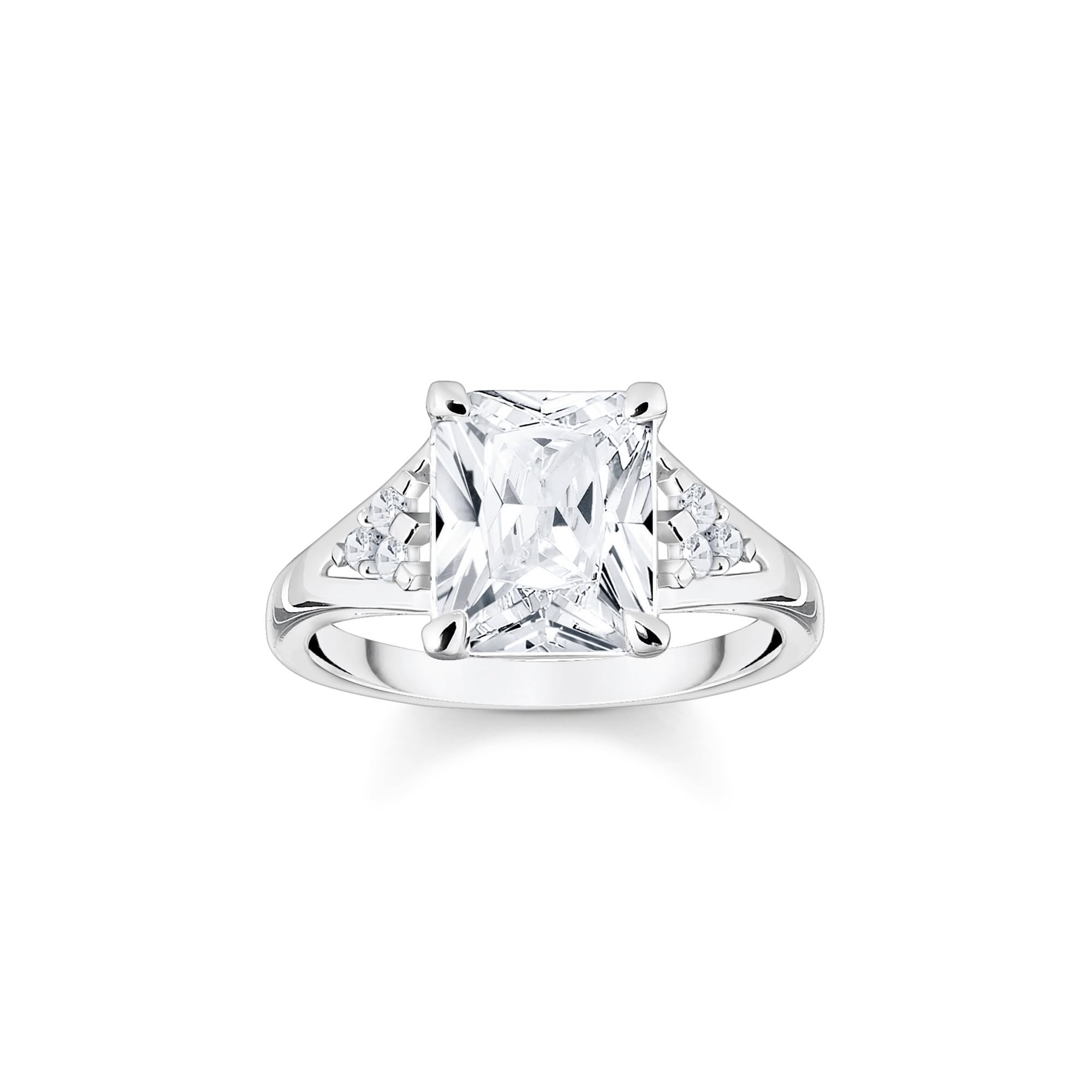 Thomas Sabo Sterling Silver Ring White Stone Silver Recycled 925 Silver, Women, TR2362-051-14-56