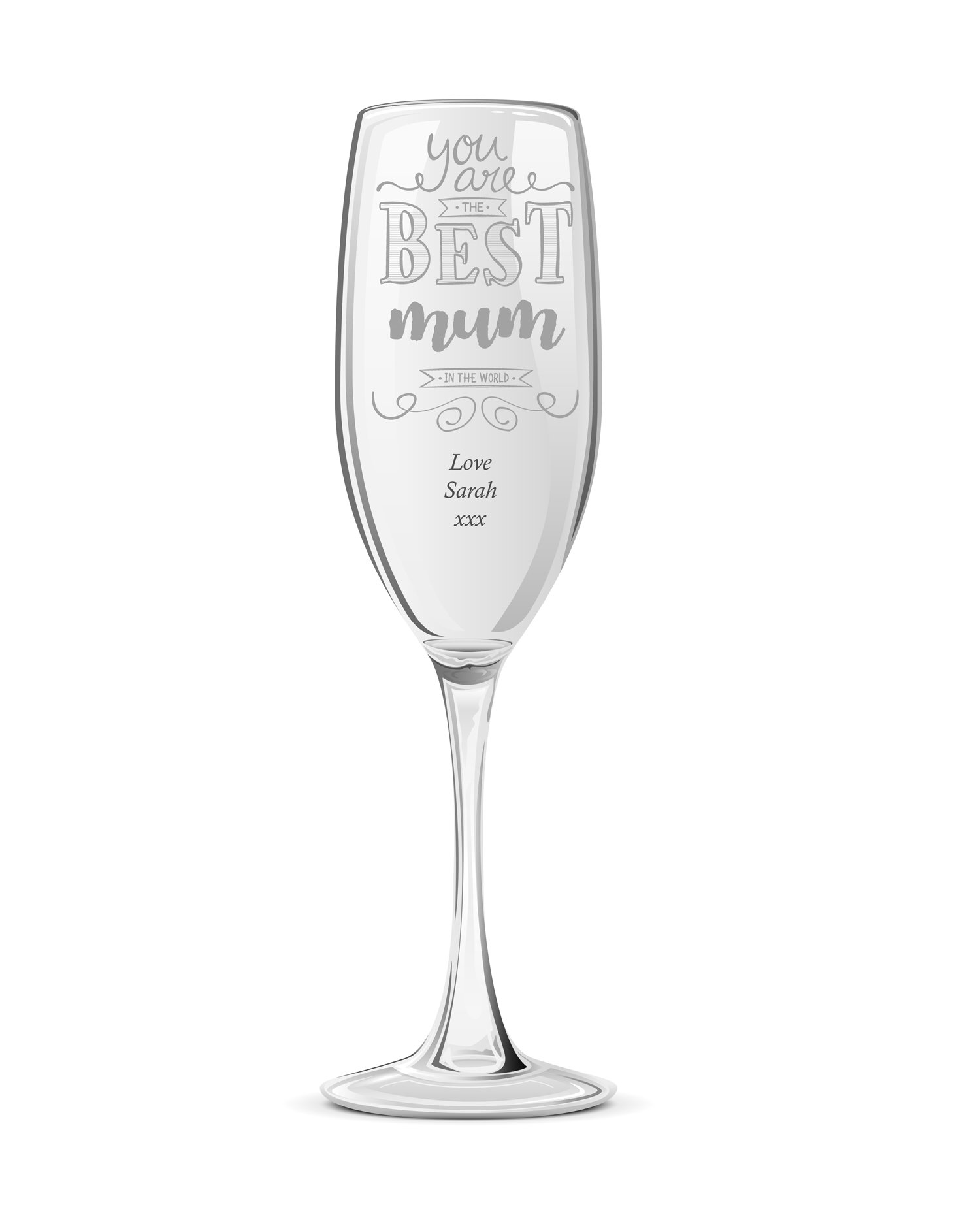 Ukgiftstoreonline Transparent Gift For Mum Personalised Engraved Champagne Prosecco Glass Flute