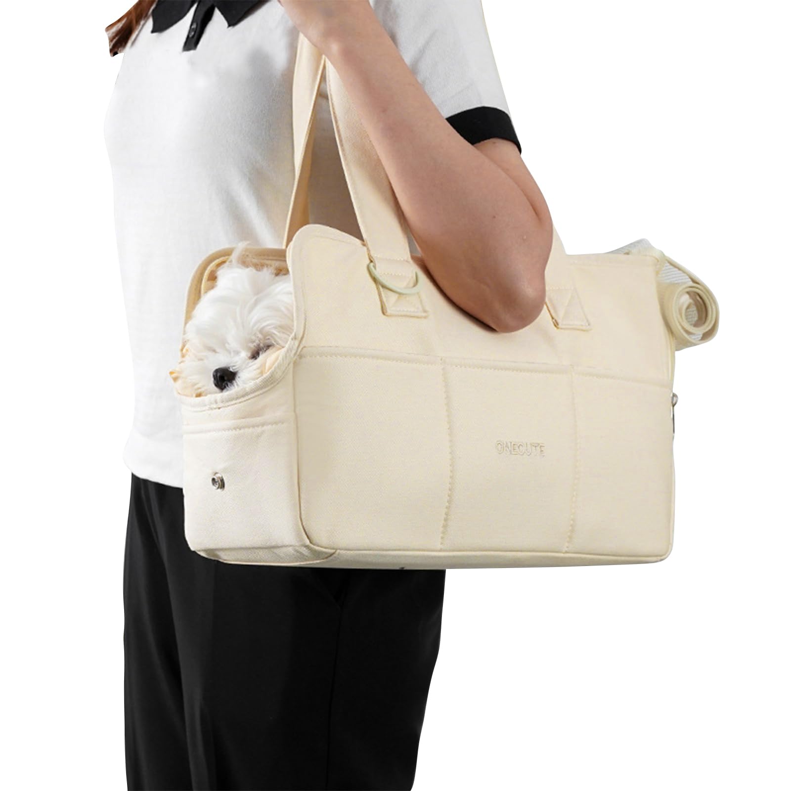 PETCUTE Bolso para Transportar Mascotas,Transportín para Perros y Gatos con Colchoneta Removible,Bolsa Portátil y Plegable para Gatos con Correa de Seguridad,para Cachorros y Otros Animales Pequeños