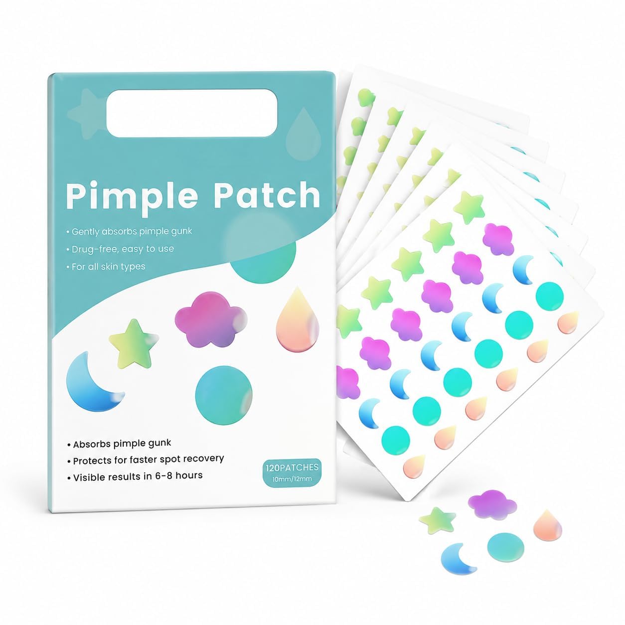 Cute Hydrocolloid Pimple Patches for Face | Star, Moon, Cloud & Circle Acne Spot Stickers | Waterproof Blemish Cover Patches for Day & Night | Invisible Acne Patches for Women & Men-image-41