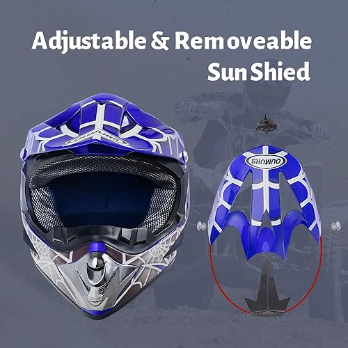 Miniatura 6 de OUMURS DOT - Casco de motocross para jóvenes, casco de ATV para niños, niñas de 5 a 14 años, casco de cuatro ruedas para niños, motocross, BMX MX