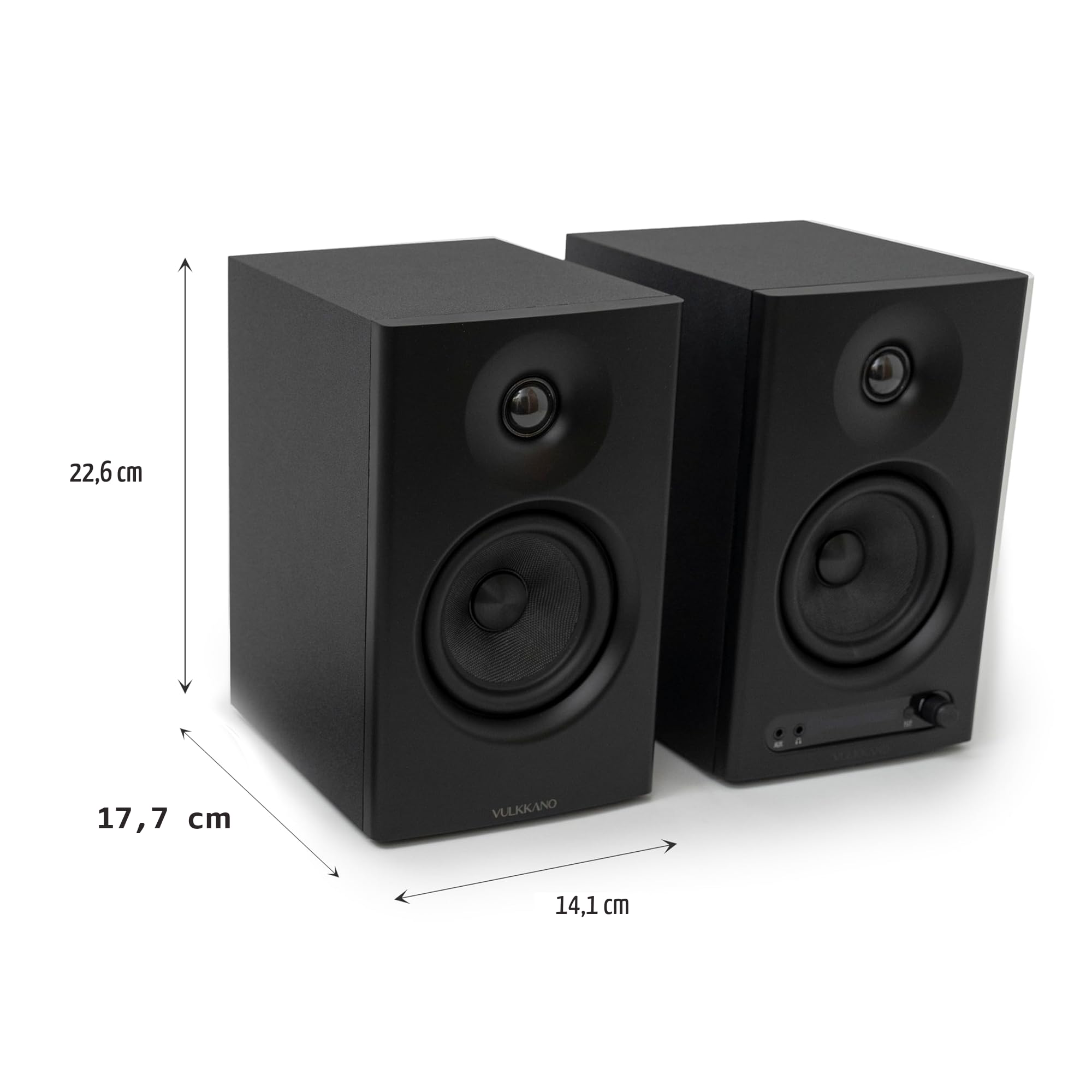 VULKKANO PRO4 Casse Monitor Studio con Woofer da 4”, Bluetooth, Ingresso Bilanciato TRS, RCA, Uscita per Cuffie, AUX, Ottica, Regolazioni EQ, Casse per PC