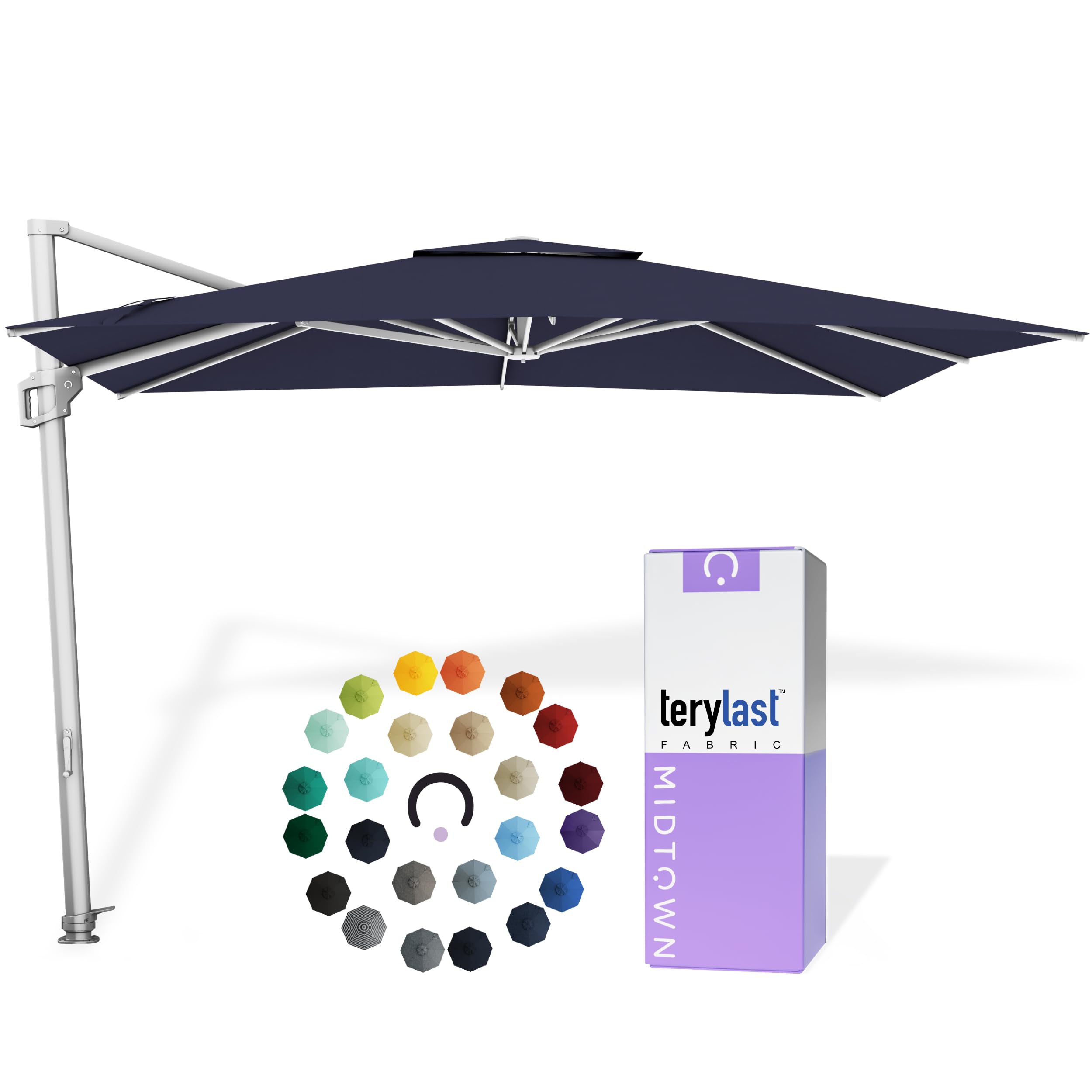 Midtown Umbrellas Grande Square - 9 x 9 Ft Cantilever Umbrella