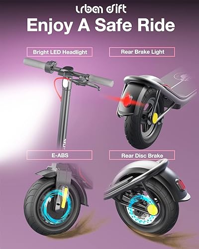 Miniatura 4 de Patineta eléctrica para adultos Urban Drift S006 rango de 19 MPH y 21 millas cubierta súper ancha neumático de 10 pulgadas potente motor de 350 W