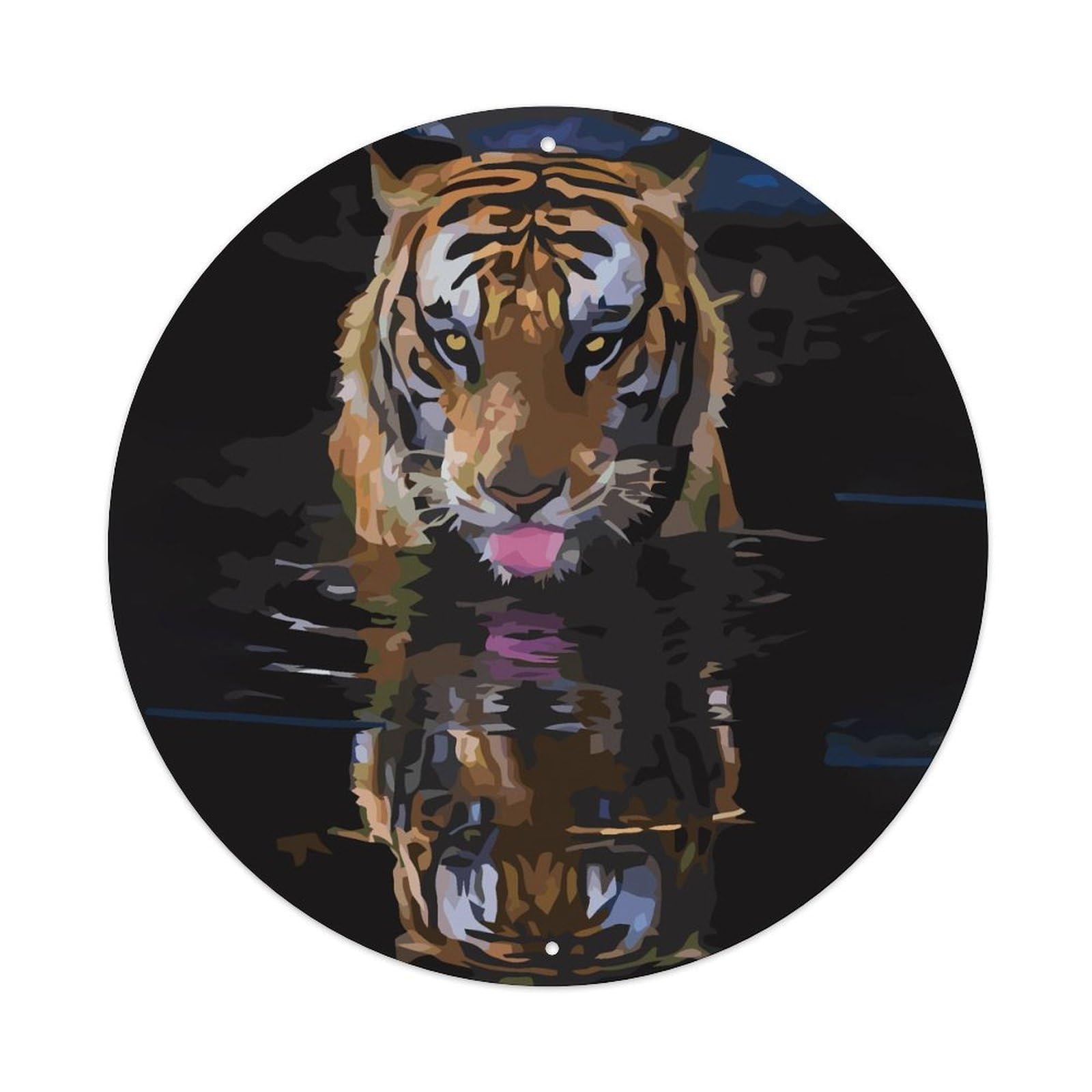 Animal Artwork Tigers Lurking in The Water Vintage Metal Tin Sign Plaque Wall Decor for Cafe, Club Bar, Office, Garden Metal Poster 8x8Inch