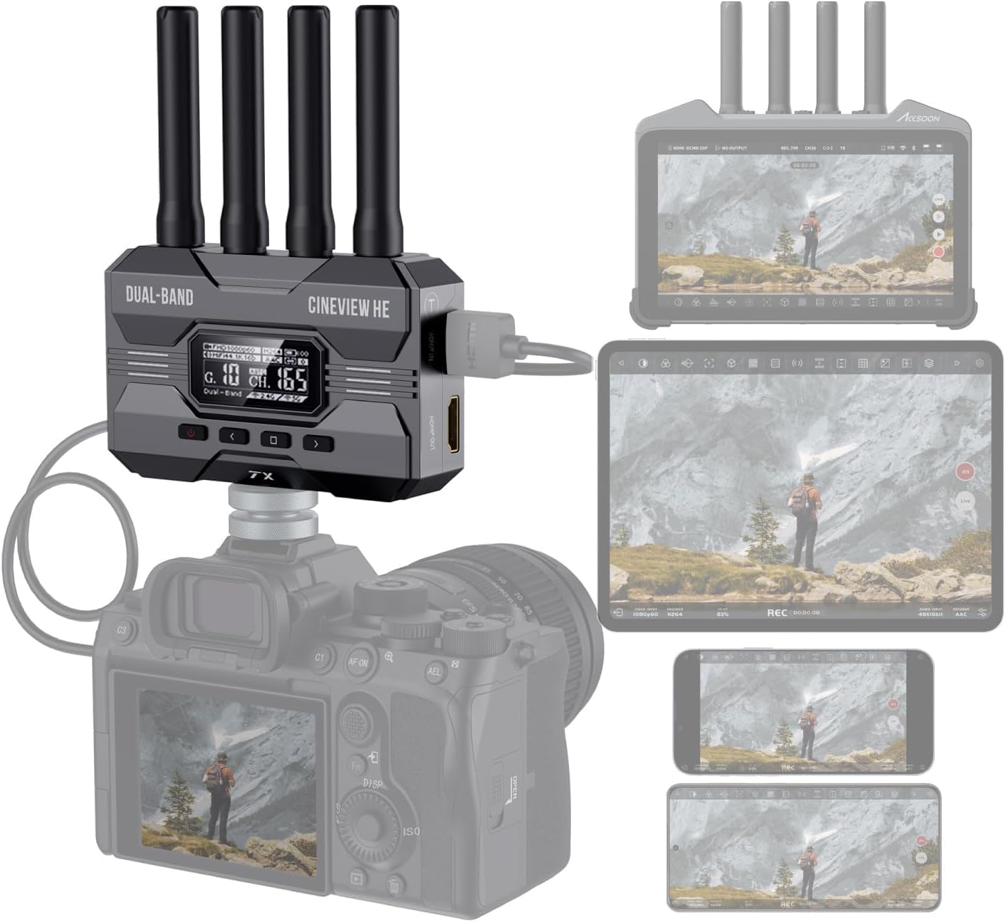 値下げ　Accsoon CINEVIEW HE デュアルバンド Amazon.com: Accsoon CineView HE Wireless Video Transmission System